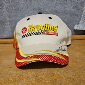 Autograph Mario Andretti Havoline Racing White & Red Embroidered Baseball Cap